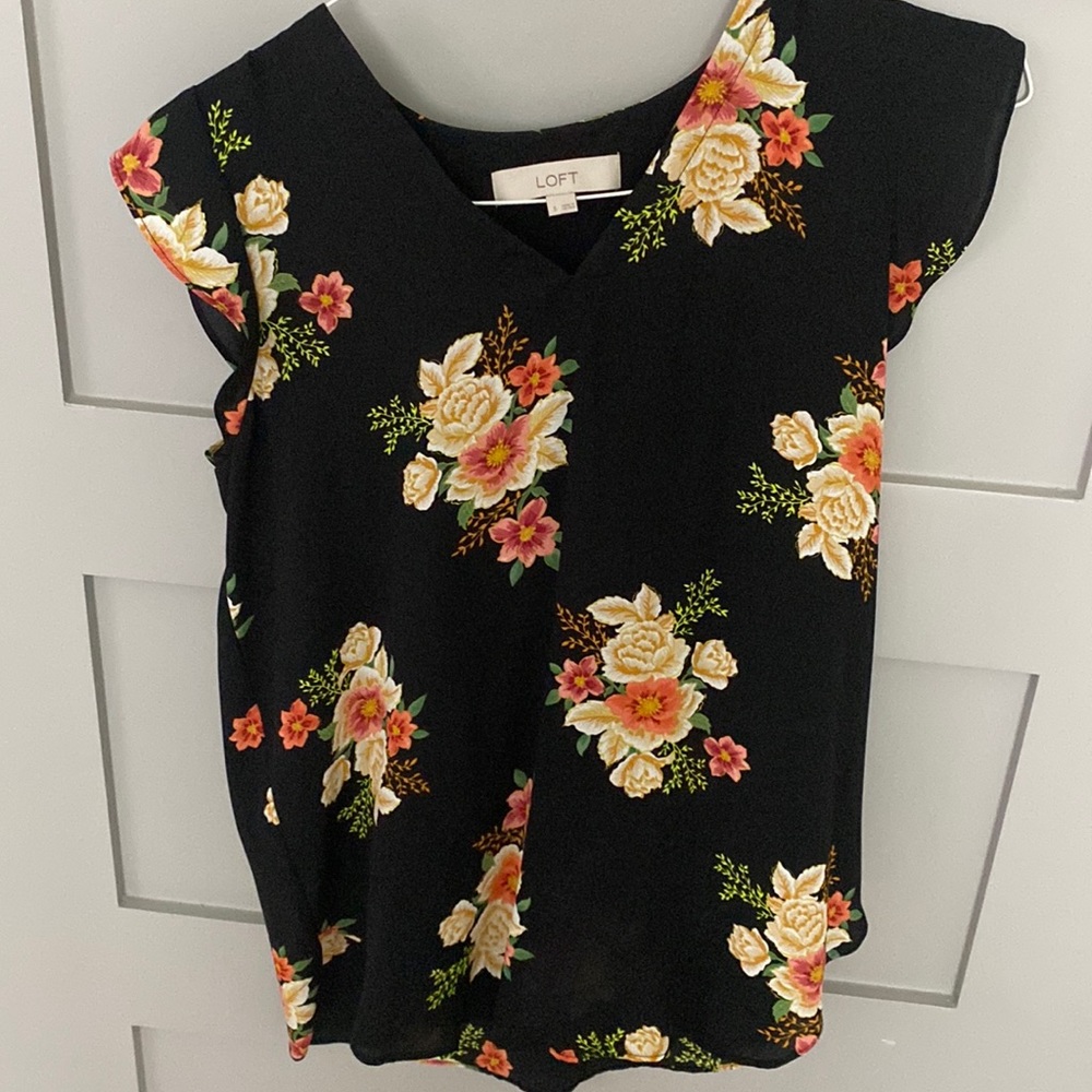 Loft black floral shirt